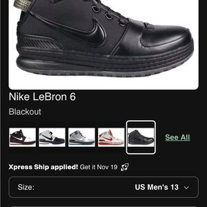 Nike LeBron 6 Triple Black Men's Sneakers